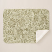 Bloemenpatroon Groene salie Antiek Damask Sherpa Deken (Voorkant (horizontaal))