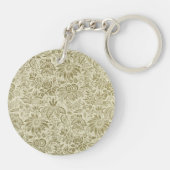 Bloemenpatroon Groene salie Antiek Damask Sleutelhanger (Achterkant)