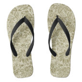 Bloemenpatroon Groene salie Antiek Damask Teenslippers (Voetbed)