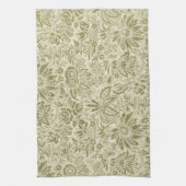Bloemenpatroon Groene salie Antiek Damask Theedoek (Verticaal)