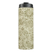 Bloemenpatroon Groene salie Antiek Damask Thermosbeker (Voorkant)