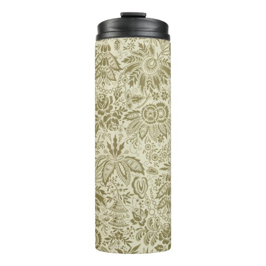Bloemenpatroon Groene salie Antiek Damask Thermosbeker (Voorkant)