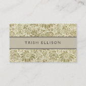 Bloemenpatroon Groene salie Antiek Damask Visitekaartje (Voorkant)
