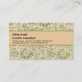 Bloemenpatroon Groene salie Antiek Damask Visitekaartje (Voorkant)