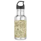 Bloemenpatroon Groene salie Antiek Damask Waterfles (Voorkant)