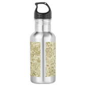 Bloemenpatroon Groene salie Antiek Damask Waterfles (Achterkant)