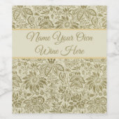 Bloemenpatroon Groene salie Antiek Damask Wijn Etiket (Enkel label)