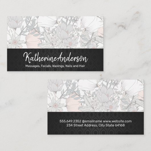 Bloemenpatroon in botanische stijl afsprakenkaartje (Voorkant / Achterkant)