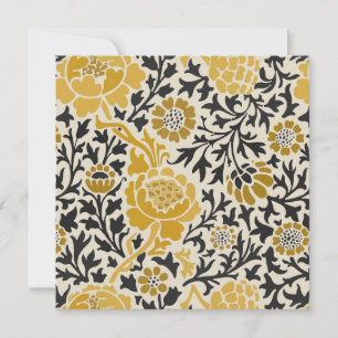Bloemenpatroon in vintage-stijl geel en zwart bedankkaart