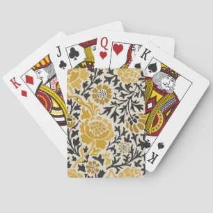 Bloemenpatroon in vintage-stijl geel en zwart pokerkaarten