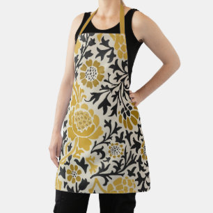 Bloemenpatroon in vintage-stijl geel en zwart schort