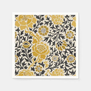 Bloemenpatroon in vintage-stijl geel en zwart servet