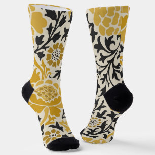 Bloemenpatroon in vintage-stijl geel en zwart sokken