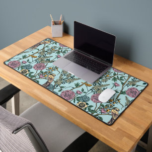 Bloemenpatroon in vintage stijl in blauw bureaumat