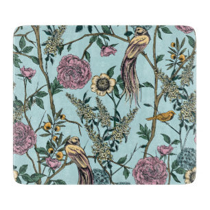 Bloemenpatroon in vintage stijl in blauw snijplank