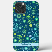Bloemenpatroon Inspirivity Modern Blauw Gepersonal Case-Mate iPhone Case (Achterkant)