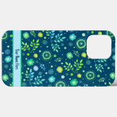 Bloemenpatroon Inspirivity Modern Blauw Gepersonal Case-Mate iPhone Case (Achterkant (horizontaal))