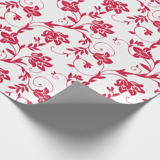 Bloemenpatroon | Kostbaar Rood & Wit | Aangepast Cadeaupapier (Hoek)