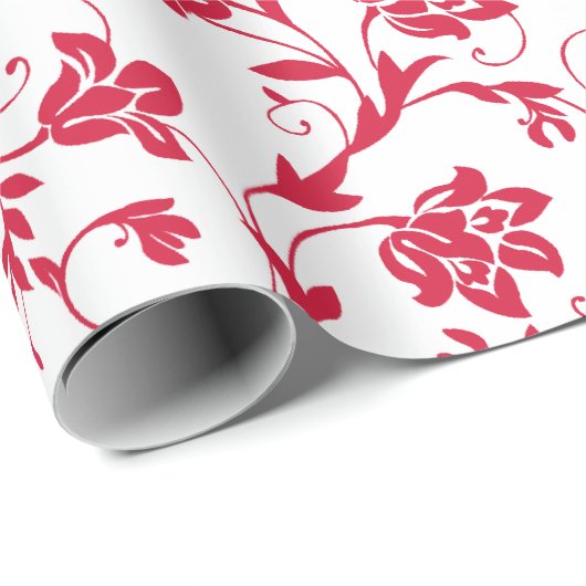 Bloemenpatroon | Kostbaar Rood & Wit | Aangepast Cadeaupapier (Rol Hoek)