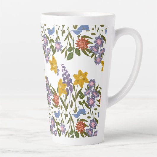 Bloemenpatroon Latte Mok (Rechts)