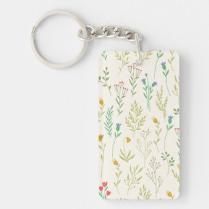 Bloemenpatroon Lente Bloemen Acryl Sleutelhanger
