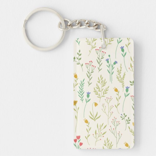 Bloemenpatroon Lente Bloemen Acryl Sleutelhanger (Voorkant)
