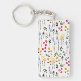 Bloemenpatroon Lente Bloemen Acryl Sleutelhanger