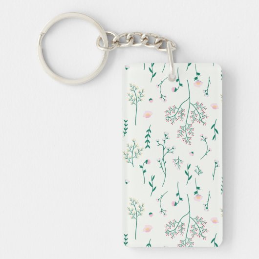 Bloemenpatroon Lente Bloemen Acryl Sleutelhanger (Voorkant)