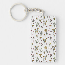Bloemenpatroon Lente Bloemen Acryl Sleutelhanger