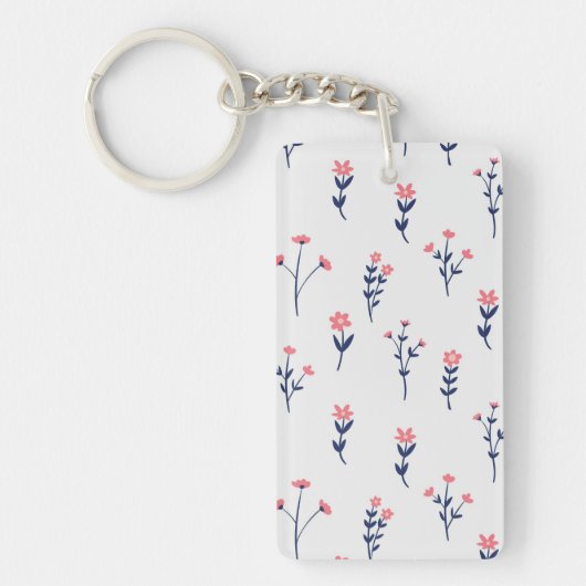 Bloemenpatroon Lente Bloemen Acryl Sleutelhanger (Voorkant)
