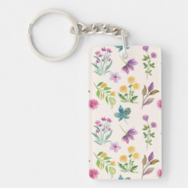 Bloemenpatroon Lente Bloemen Acryl Sleutelhanger