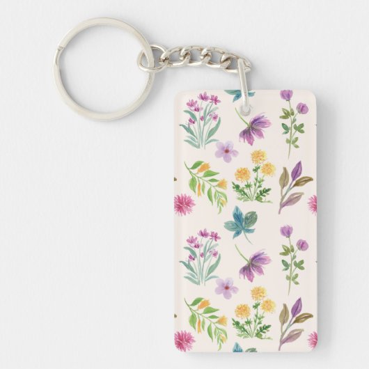 Bloemenpatroon Lente Bloemen Acryl Sleutelhanger (Voorkant)