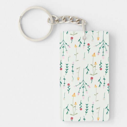 Bloemenpatroon Lente Bloemen Acryl Sleutelhanger (Voorkant)