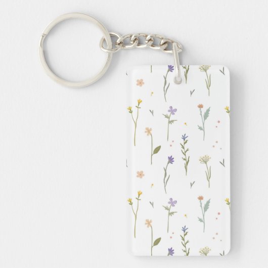 Bloemenpatroon Lente Bloemen Acryl Sleutelhanger (Voorkant)