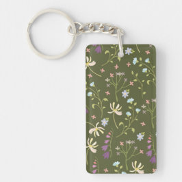 Bloemenpatroon Lente Bloemen Acryl Sleutelhanger
