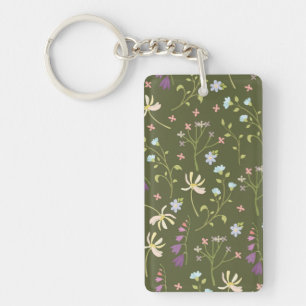 Bloemenpatroon Lente Bloemen Acryl Sleutelhanger