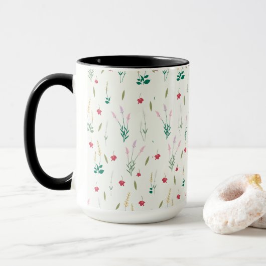 Bloemenpatroon Lente Bloemen Combo Mok (Met donut)