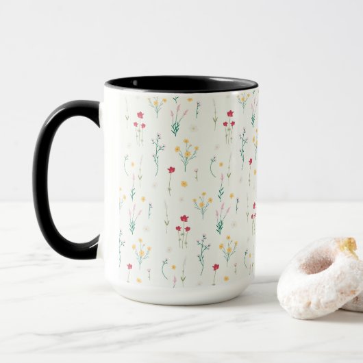 Bloemenpatroon Lente Bloemen Combo Mok (Met donut)