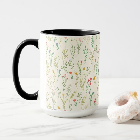 Bloemenpatroon Lente Bloemen Combo Mok (Met donut)