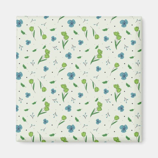 Bloemenpatroon Lente Bloemenplein Magneet (Voorkant)