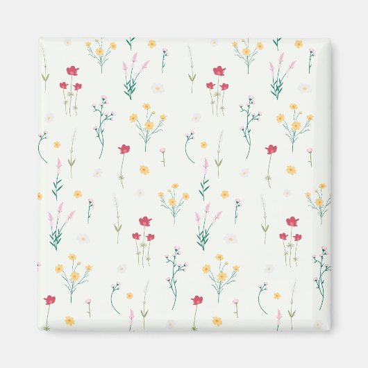 Bloemenpatroon Lente Bloemenplein Magneet (Voorkant)