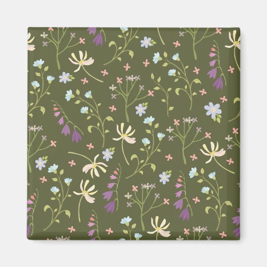 Bloemenpatroon Lente Bloemenplein Magneet (Voorkant)