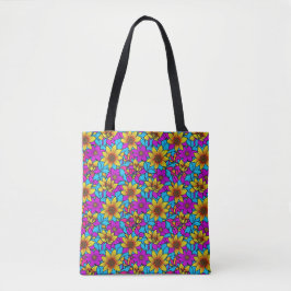 Bloemenpatroon met abstracte lijnkunst 10- Canvas  Tote Bag