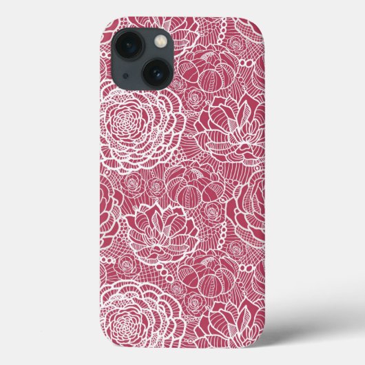 Bloemenpatroon met blauwe kant achtergrond Case-Mate iPhone case (Achterkant)