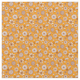 Bloemenpatroon met oranje achtergrond stof