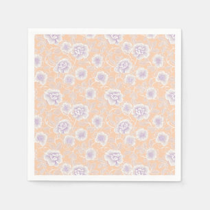 Bloemenpatroon met perzik- en lavendelkleuren servet