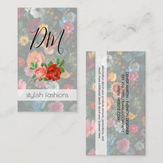 Bloemenpatroon met Rozen | Natuur Visitekaartje (Voorkant / Achterkant)