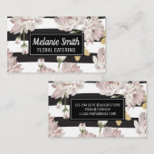 Bloemenpatroon met streeppatroon visitekaartje (Voorkant / Achterkant)