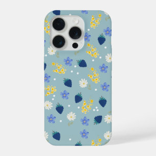 Bloemenpatroon met wilde bloemen en braamstruiken iPhone 15 pro case