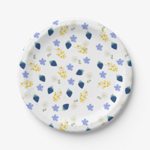 Bloemenpatroon met wilde bloemen en braamstruiken papieren bordje